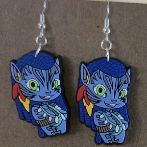 Blue and Red Character Earrings